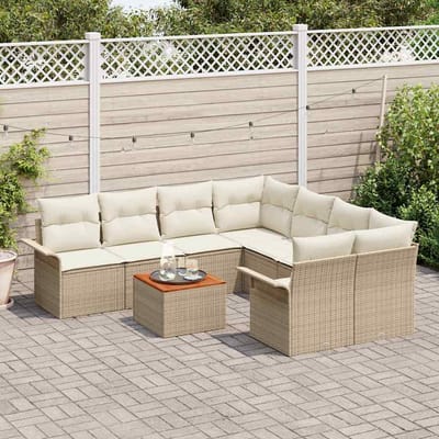 vidaXL - Tuinbank - Set - 9 - st - 8-Aantal - zitplaatsen - Beige - en - Crème