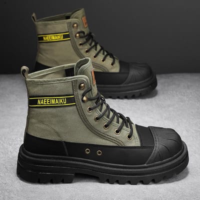 Martin boots heren high top lente nieuw dikke zool canvas casual sportlaarzen heren werkkleding veelzijdige motor korte laarzen 44 gray