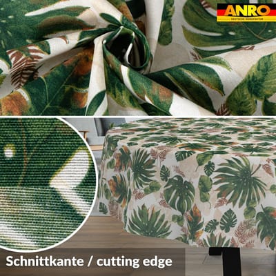 ANRO Tafelkleed Jungle bladeren Meerkleurig Ovaal 240x140cm Rechte rand Afwasbaar Waterafstotend