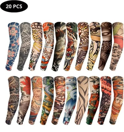 Nivard Tattoo Sleeve - Voor Volwassenen - Mouw - Tatoeage - Arm Warmer - Zonbescherming - UV Beschermend - 20 Stuks
