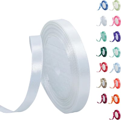 Witte Satijnen Lint van 10mm, 22 Meters - Decoratief Lint voor Bruiloften, Feestjes en Cadeaus, Perfect voor Verjaardagen en Valentijnsdag