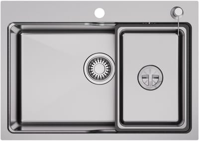 Cecipa Max Roestvrijstalen Spoelbak - 68×48 cm - Platformontwerp - Met Korf, Zeepdispenser en Afvoerset - Opbouw/Inbouw - Voor 80 cm Kast