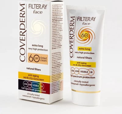 Coverderm Filteray Gezicht Getinte SPF 60 / Getinte Zonnecrème SPF 60 Licht Beige 50 ml