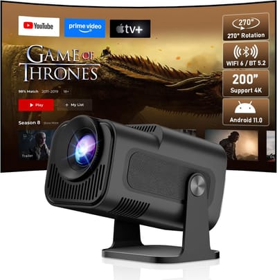Mini Beamer - Draagbare Projector - Thuisbioscoop - Automatische Correctie - 200 inch Beeld - Zwart