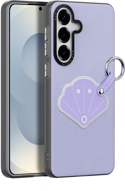 Dux Ducis Luvy Geschikt voor Samsung Galaxy S26 PU-leren backcover hoes met ringhouder - Schelp/Lila
