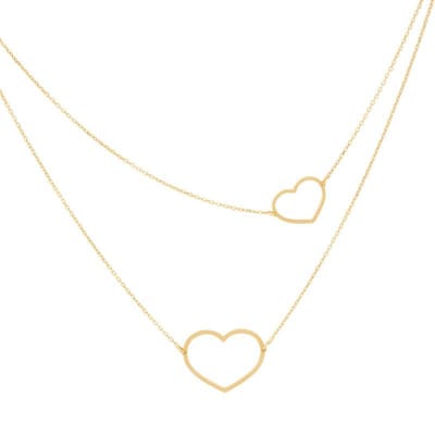 Collier  ketting double heart / twee harten