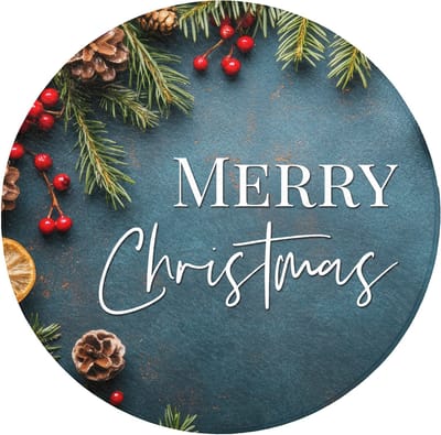 Badmat rond 70x70 cm - Antislip - Merry Christmas - Blauw - Kerst - Winter - Badmatten voor badkamer - Badkamermat - Douchemat - Ronde badkamer mat
