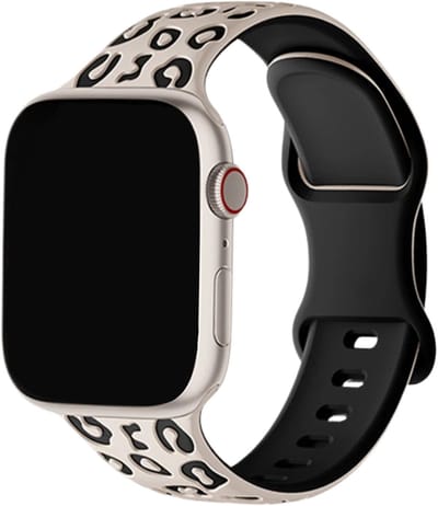Innerlight® Sport - Gegraveerde panterprint - 38/40/41mm - OneSize - Siliconen bandje geschikt voor Apple Watch - Geschikt als Apple watch bandje voor Series Geschikt voor Series 1/2/3/4/5/6/7/8/9/ 10 42mm/ 11 42mm/SE