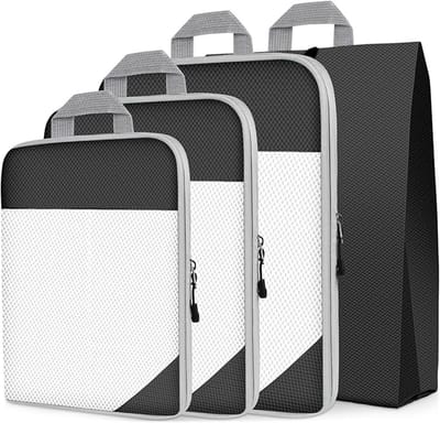 Famanu – Verpakkingskubussen - 4 stuks reisorganisator - inpakzakken - reisbagage - verpakkingsorganisatoren met schoenentas voor kleding - koffer - schoenen