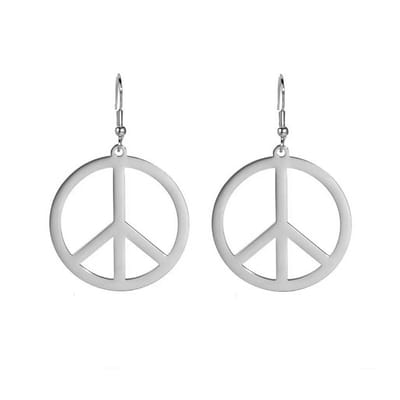 Hippie / Peace Oorbellen - Zilverkleurig | 3,5 x 3,5 cm | Retro/Carnaval | Stainless Steel | Fashion Favorite