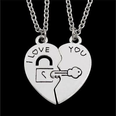 2 Stuks Koppel Slot Sleutel Hart Puzzel Ik Hou Van Jou Hanger Koppel Ketting Hangers Kettingen Voor Geliefden Valentijnsdag Sieraden Cadeaus white