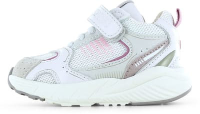 Shoesme Wit Sneakertje - Sneakers Kinderen - Meisjes - White Pink - Microfiber leer - Maat 24