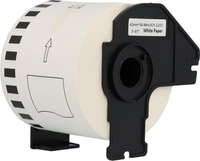 DULA Brother Compatible DK-22205 - Doorlopende labelrol - 1 rol - 62 mm x 30,48 m - Zwart op wit - Polypropyleen