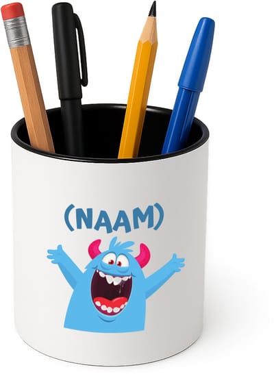 Hacebo® - Blauwe monster Pennenbakje - Monster - kinderen - pennenhouder - leuk cadeau voor mijn kind - verjaardagscadeau - kado - gift - vriendelijke monster - Pennenbakje zwart
