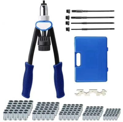 Niettang Fivaro - Profi Nietmutternzange Set - Blindklinkmoertang & Nietmachine - Inclusief 150 Moeren - M5-M12 Rivets & Accessoires