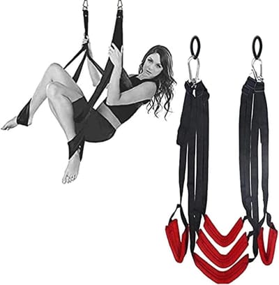 Dailygoods- Schommel Helder Rood Uiterlijk - Hoogwaardig Nylon - Vijf Ophangriemen - Stabiele Structuur - Buiten Entertainment - Veilig en Slijtvast - Tuinschommel