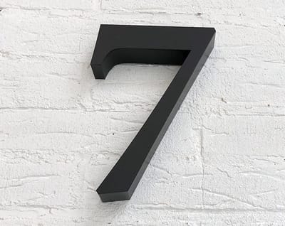 Huisnummer 7 RVS Zwart 3D - Hoogte 20 cm - Dikte 3 cm - Promessa-Design - Type 3D/20/Zwart Roma.