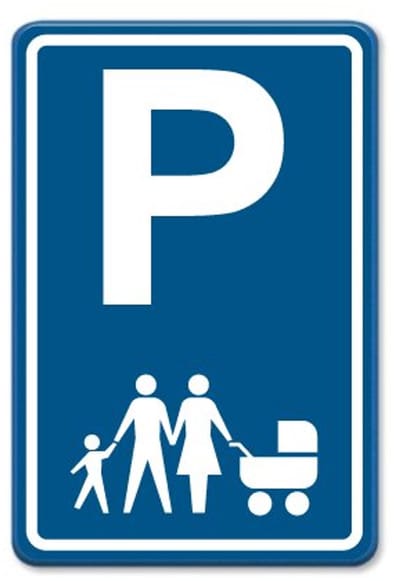 Parkeerbord Gezin - blauw - Weerbestendig Aluminium - 40x60 cm - Bevestiging: Zonder bevestiging (alleen het bord)