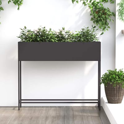 vidaXL - Verhoogde - Tuin - Plantenbak - Zwart - 100 - x - 26 - x - 82 - cm - Staal