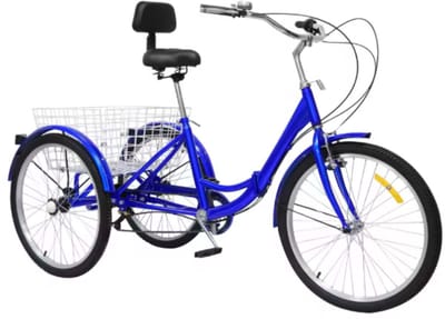 Driewieler Zico - 7 versnellingen - Fiets voor volwassenen en senioren - 24 Inch - Opvouwbare Trike - Met mand - Voorrem - Blauw