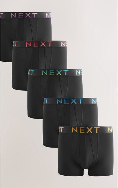 Next - Heren - Set van 5 katoenrijke boxershorts met A-voorkant - Zwart