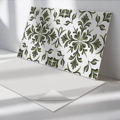 Wallfluent Vinyl Wandpaneel - Plantenpatroon op de achtergrond Zelfklevend Muurpaneel - 100 cm x 50 cm - Groente Vinyl Wandpaneel - 1 stuk - Rechthoekig Wandbekleding Vinyl - Texturen Wandpaneel - Vinyl Wandbekleding - Wandpaneel Keuken en Badkamer