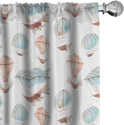 ABAKUHAUS Ballon-gordijnen – 2x75x175 cm – 100% mikrofaser – halfdonker & kleurmix Wit Perzik/Babyblauw