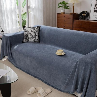 Chenille Sofahanddoek, Universele Visgraatpatroon Sofahoes voor Alle Seizoenen, Anti-kattenkras Sofahoes Doek, Groene Leren Sofahoes Deken 180*130cm