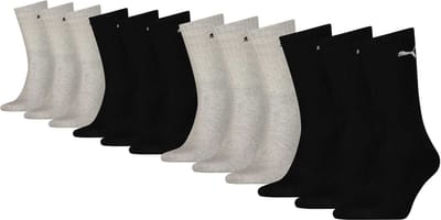 Puma 12-paar Crew sport sokken - Multipack sport sokken voor dames en heren - Zwart - Combi - Voordeelverpakking - 38