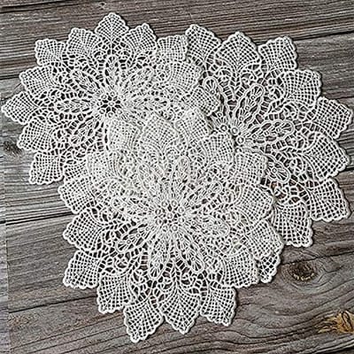 Dailygoods- Placemat Handgemaakt - Katoen - Rond 25/30 cm - Kanten Kleed - Bloemenpatroon - Elegante Tafeldecoratie - Tafelkleed