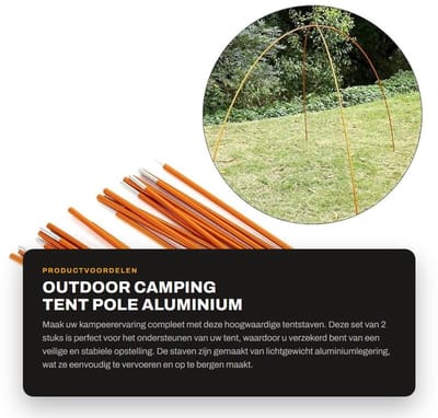 Dailygoods- Tentstokken 2 stuks/set - Aluminiumlegering - Lichtgewicht - Ruimtebesparend - Duurzaam - Glad oppervlak - Tentstok