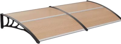 Deurluifel 190cm - Voordeurluifel - Zwart/bruin - Gebogen - Zonnescherm - Balkon luifel - Buitenluifel