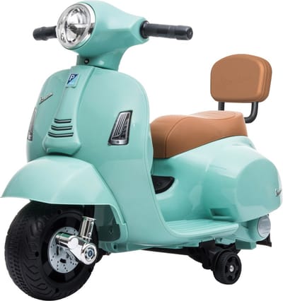 Eco Toys - Elektrische Vespa Scooter - Stonegreen - Met LED-Koplamp, Claxon & Oplaadbare Batterij - Vanaf 1,5 Jaar - Max. 25 kg