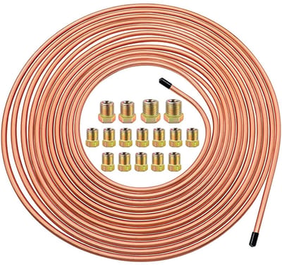 Dailygoods- Remslang 7,62m - Koperen Staal - Flexibel - Bevestigingsmoeren 16x - Roestbestendig - Goede Buigbaarheid - Remleiding