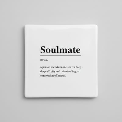 Soulmate Definitie Keramische Tegel – Minimalistische Liefde Quote Woondecoratie – Romantisch Cadeau – 15 × 15 cm