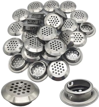 Dailygoody - Ventilatierooster - Roestvrij staal - Ronde vorm - 29mm - 30 stuks - Geschikt voor keuken en badkamer - Zilver