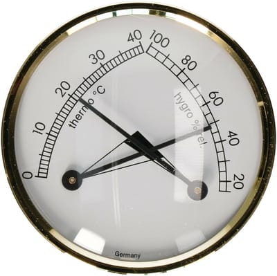 TFA Hygro en thermo meter - kunststof/messing - 7 cm - luchtvochtigheidsmeter - hygrometer