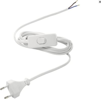 Witte stroomkabel met stekker en schakelaar EU – 2 meter - eurosnoer - wit eurosnoer - wit stroomkabel met schakelaar