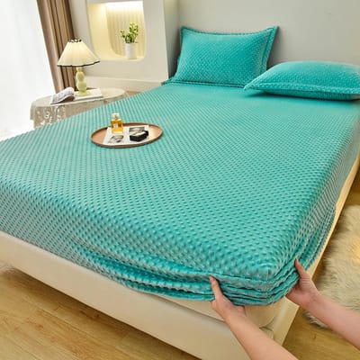 Teddyfleecehoeslaken - Pluche bedtextiel - Winterse warmte - Behaaglijk zacht - 180 x 220 cm - Jn-1