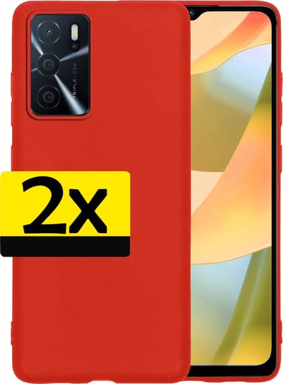 Hoesje - 2 Stuks - Geschikt voor OPPO A16s - Sterk & Shockproof - Case Siliconen - Back Cover - Telefoon Hoes - Telefoonhoesjes - Rood