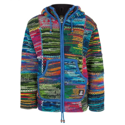 Gebreid Wollen Dames Vest van Schapenwol met Polyester Fleece voering en afneembare capuchon - SHAKALOHA - W Patch ZH L
