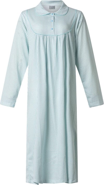 Lunatex - klassiek dames nachthemd 224158 met kraag - blauw - maat S