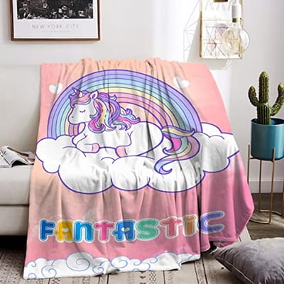 Unicorn Dekentje voor Kinderen - Flanellen Cuddly Dekentje in Roze, Perfect als Verjaardagscadeau voor Meisjes - Zacht en Comfortabel voor Bank en Bed (150 x 200 cm)