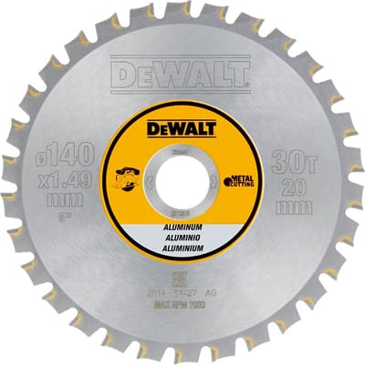 DeWALT Cirkelzaagblad voor Aluminium | Ø 140mm Asgat 20mm 30T - DT1910-QZ