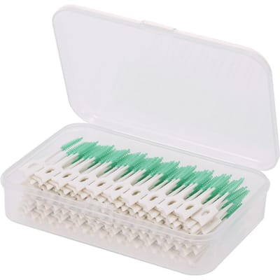 160 stuks dubbelzijdige tandenstokers, zachte siliconen tandenstokers, tandzijde, interdentale borstel, tandenstoker, mondhygiëne-instrumenten groen