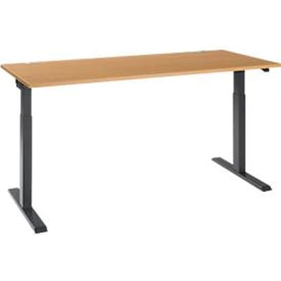 Bureau ERGO-T 2.0 - elektrisch in hoogte verstelbaar - B 1800 x D 800 x H 715-1205 mm - T-voet antraciet - beuken decor - ons merk Schäfer Shop Select