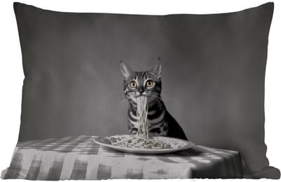 Buitenkussens - Bengaal - Kat - Tafelkleed - Zwart - Wit - Dier - 60x40 cm - Weerbestendig