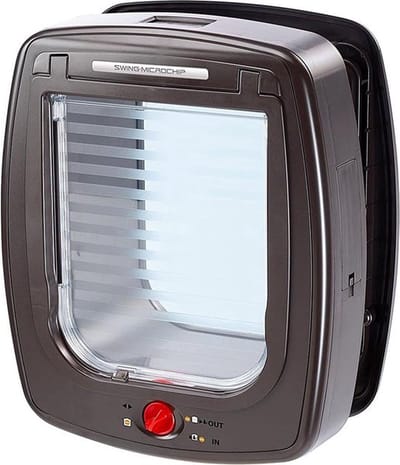 Multifuncioneel Kattenluik – Met Chipherkenning – Microchip – Halsbandherkenning – Compact Design – Eenvoudig Instellen – Bruin