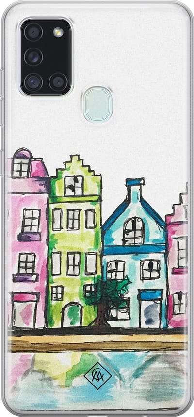 Casimoda® hoesje - Geschikt voor Samsung A21s - Amsterdam - Backcover - Siliconen/TPU - Paars