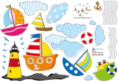 Decoratieve muurstickers: Boten en wolken